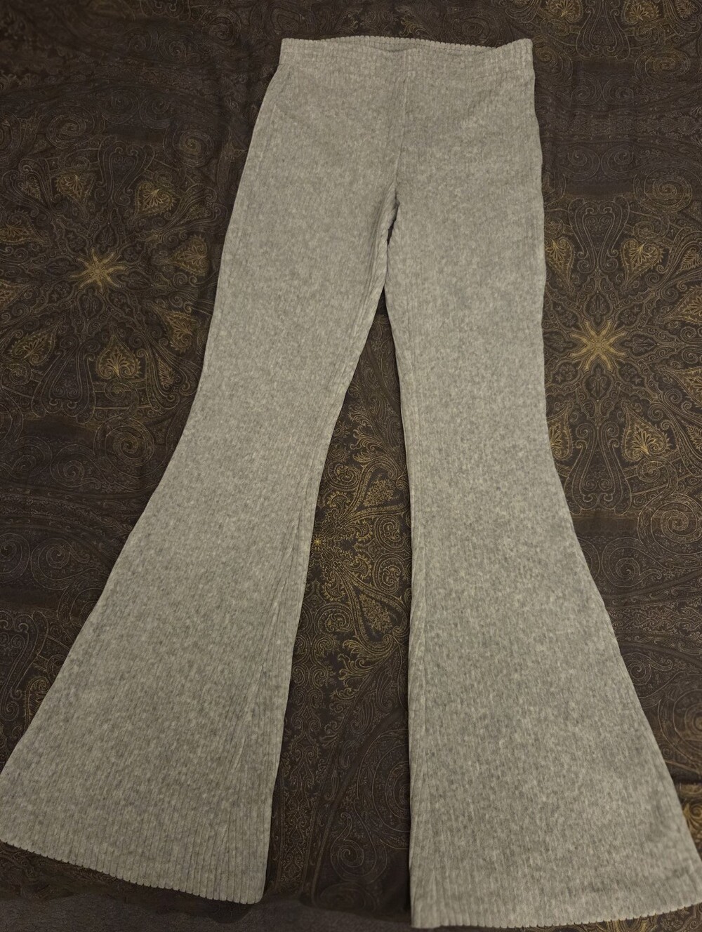Aerie Gray Knit Flared Lounge Pants